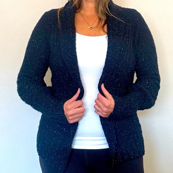 Elle Tahari navy blue cashmere open face cardigan - Picture 1 of 4